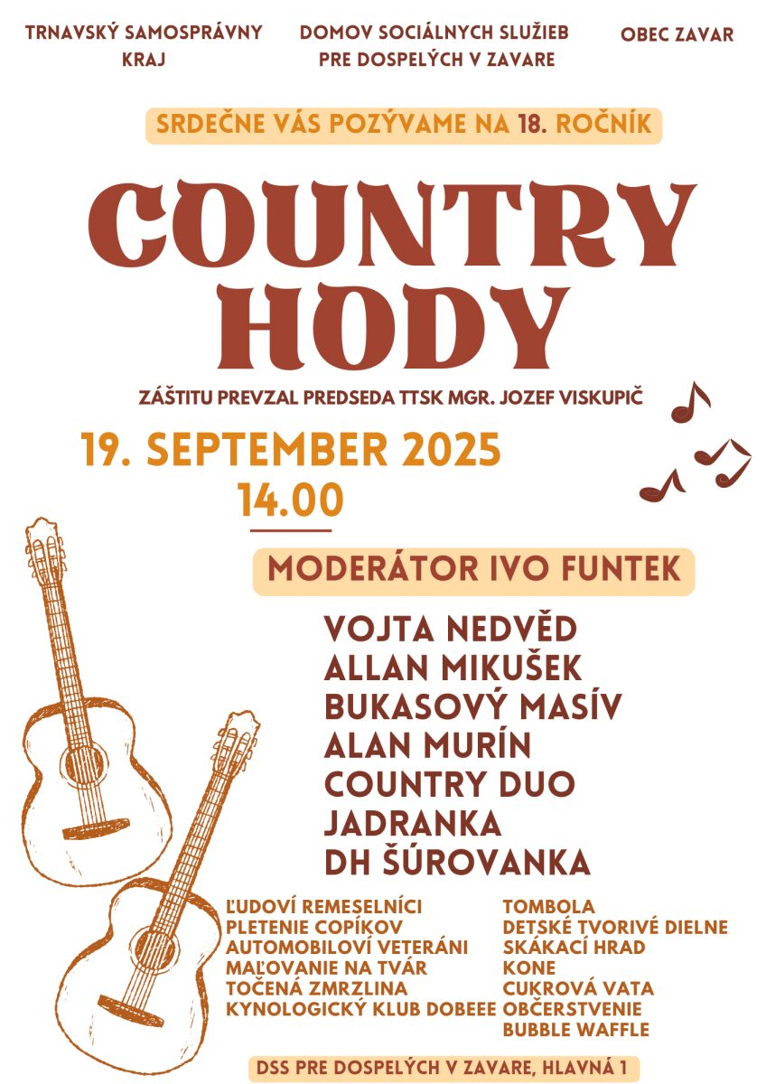 Pozývame vás na Country hody v DSS Zavar