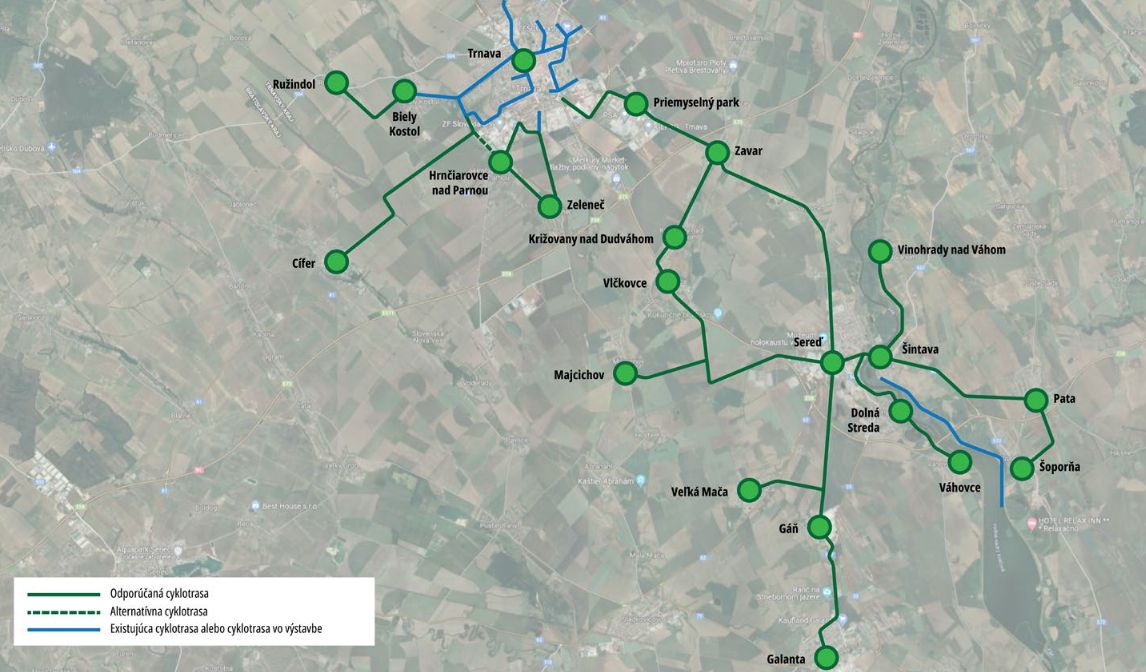 Cyklotrasa medzi Trnavou a Hrnčiarovcami bude pokračovať, Trnavská župa súťaží projektanta
